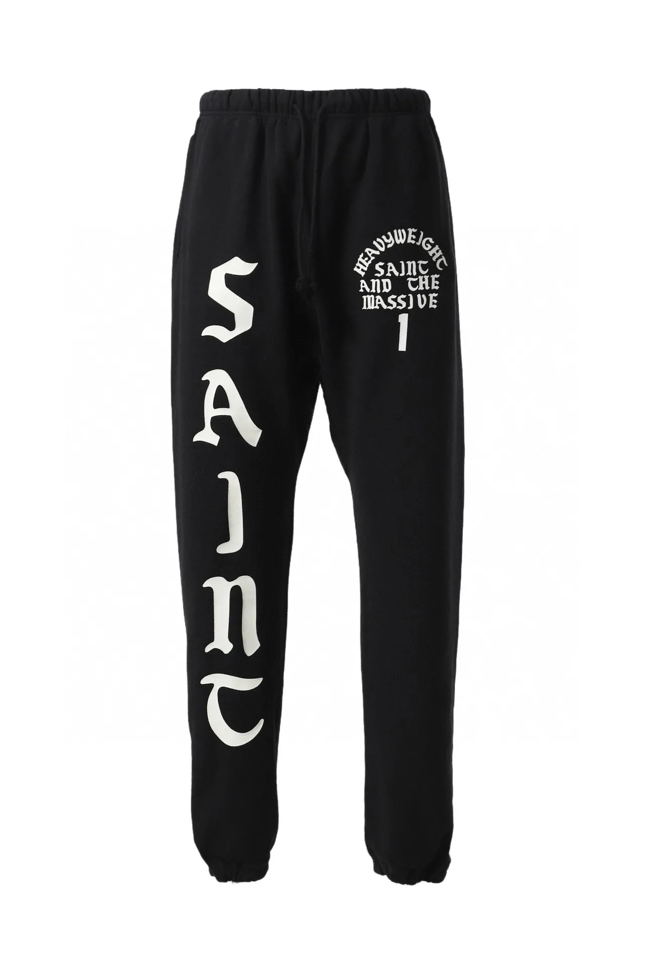 SAINT Mxxxxxx SWT PNT/IT'S SAINT/BLK flocked sweatpants black S-X ⚠️Attention: important points: this is flocking printing, not glue or crack paste. Don't buy what you see in the picture. Electrostatic flocking printing technology. Correct accessories. Fruit main mark/little angel anti-counterfeiting mark.